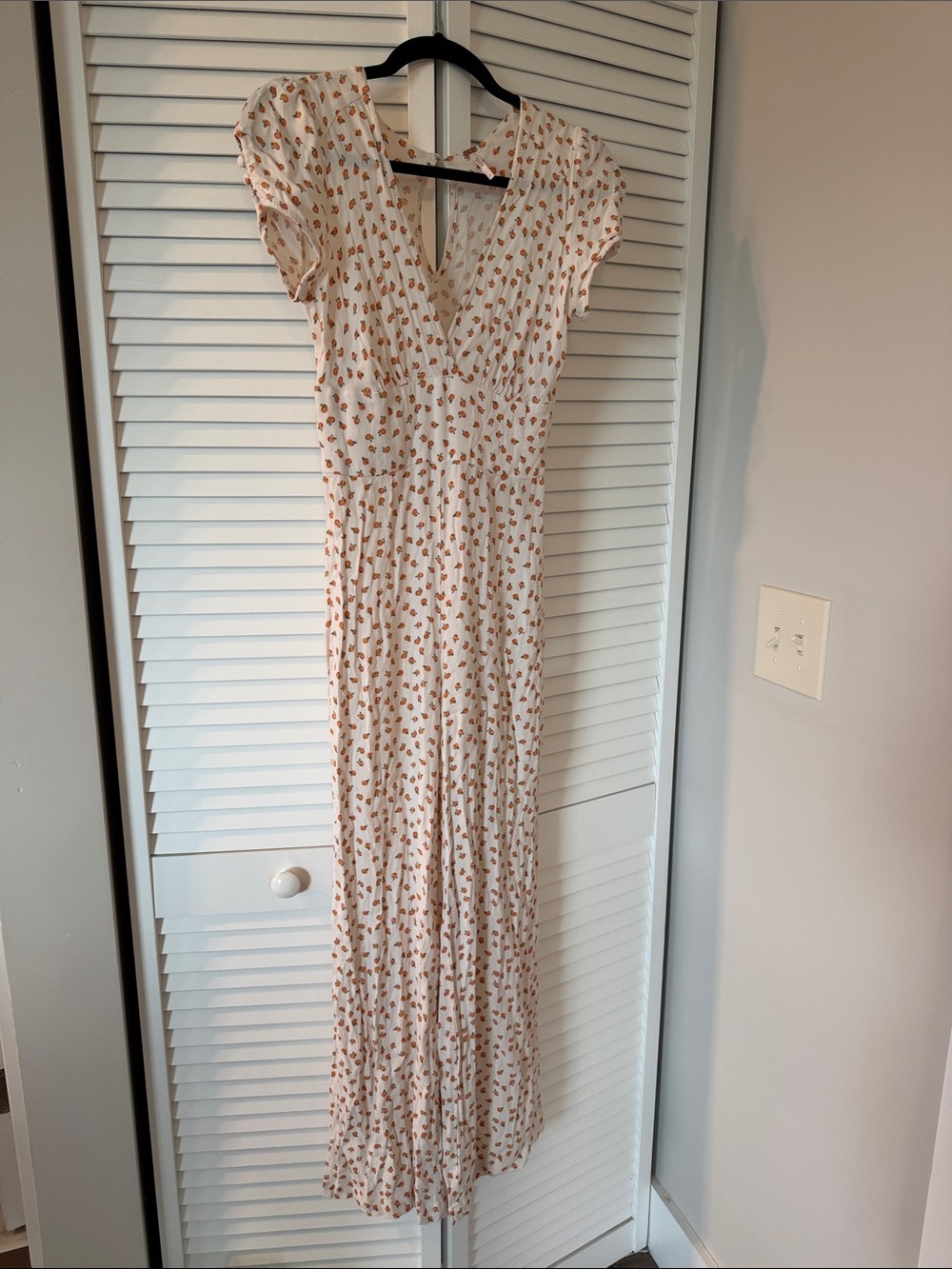 Free People Cream Maxi Dress with Rust Floral Print